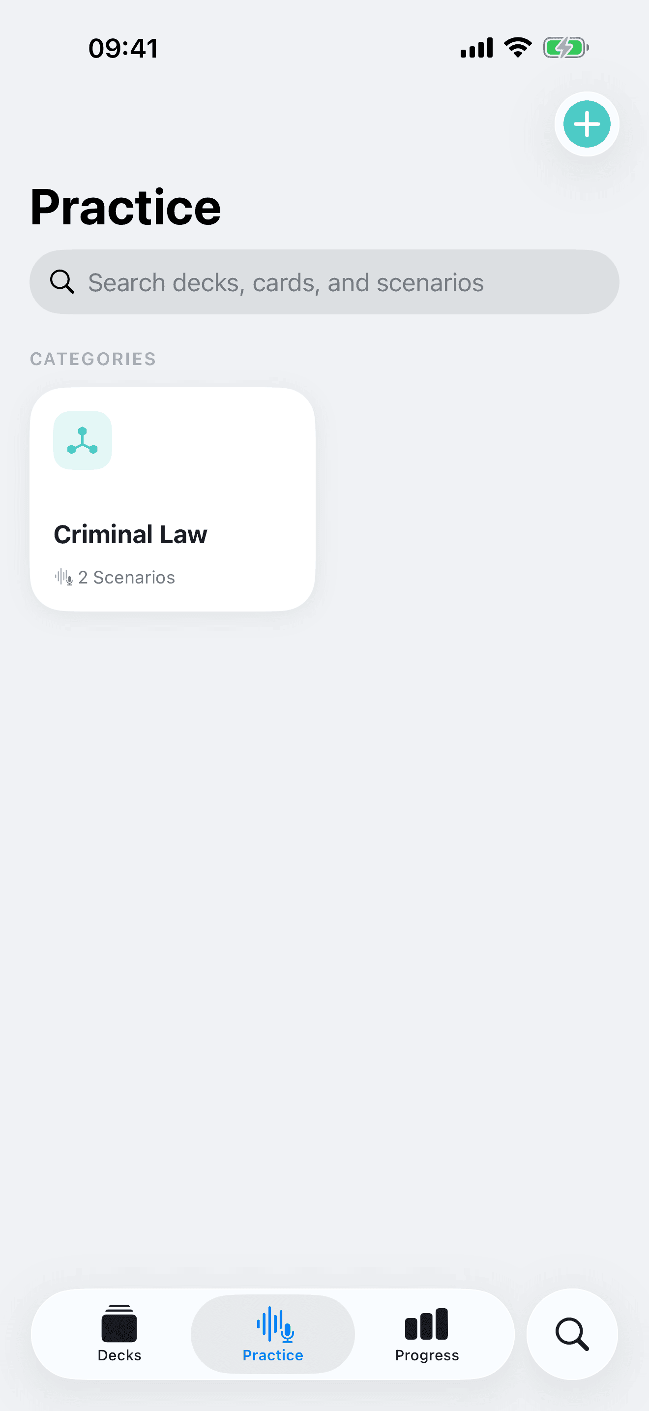 Practice category grid: Criminal, Family, Housing, Immigration, Police